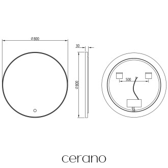 CERANO Koupelnové LED zrcadlo Velo, kovový rám černá matná 80 cm CER-NT8232H81