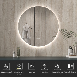 CERANO - Koupelnové LED zrcadlo Verido - O 60 cm CER-537361