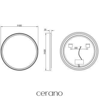 CERANO Koupelnové LED zrcadlo Vito, kovový rám černá matná 60 cm CER-NT8232G60