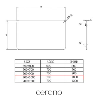 CERANO Koupelnové obdelníkové zrcadlo Verniciato 100x70 cm CER-429259