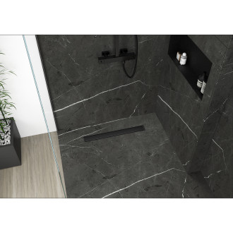 CERANO Lineární odtokový žlab se sif., otočný 360° design 2v1 černá matná 80cm CER-414938