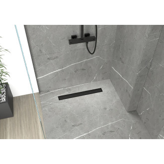 CERANO Lineární odtokový žlab se sif., otočný 360° design 2v1 černá matná 80cm CER-414938