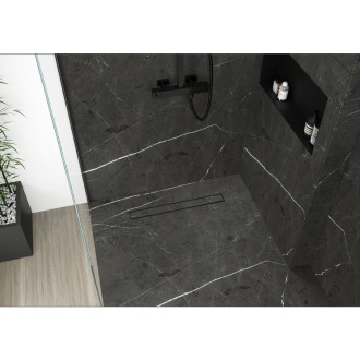 CERANO Lineární odtokový žlab se sif., otočný 360° design 2v1 černá matná 80cm CER-414938