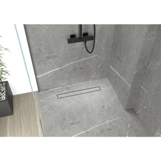 CERANO Lineární odtokový žlab se sif., otočný 360° design 2v1 černá matná 80cm CER-414938