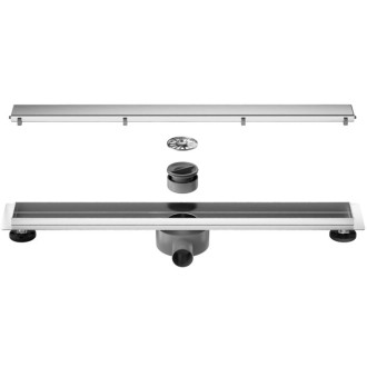 CERANO - Lineární odtokový žlab se sifonem, otočný 360° - design 2v1 - chrom - 100 cm
