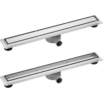 CERANO Lineární odtokový žlab se sifonem, otočný 360° design 2v1 chrom 60 cm CER-414923