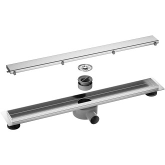 CERANO Lineární odtokový žlab se sifonem, otočný 360° design 2v1 chrom 60 cm CER-414923