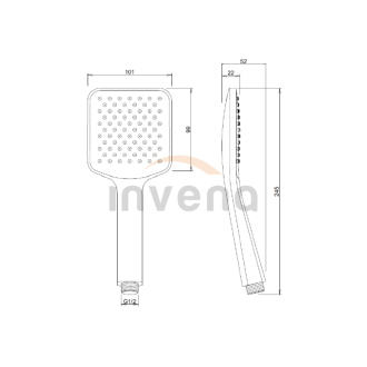 Invena SORT AS-91-004-S Sprchová hlavice, černá
