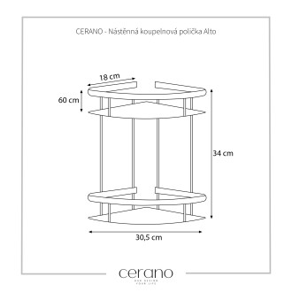 CERANO Nástěnná koupelnová polička Alto černá mat