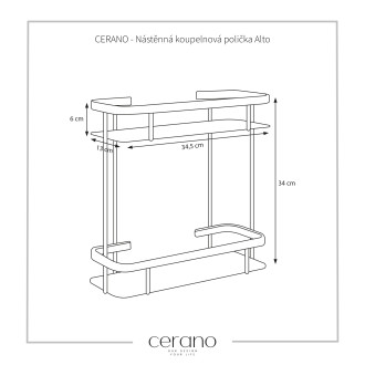 CERANO Nástěnná koupelnová polička Alto černá mat CER-479521