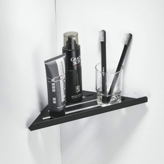 CERANO Nástěnná koupelnová polička Alto - černá matná CER-479833