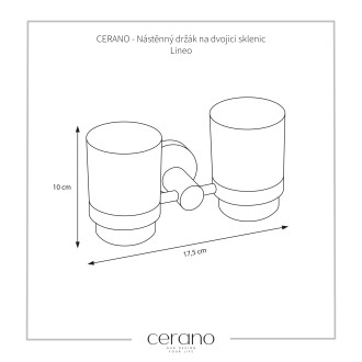 CERANO Nástěnný držák na dvojici sklenic Lineo chrom, mléčné sklo CER-479800