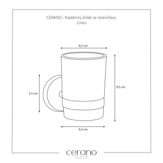 CERANO Nástěnný držák se skleničkou Lineo - černá matná, mléčné sklo CER-479821