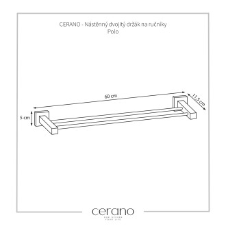 CERANO Nástěnný dvojitý držák na ručníky Polo - chrom CER-479842