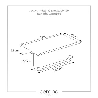CERANO Nástěnný/Samolepící držák toaletního papíru Lero černá mat CER-479503