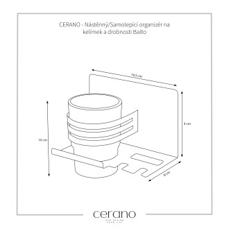CERANO Nástěnný/Samolepící organizér na kelímek a drobnosti Balto chrom CER-479794