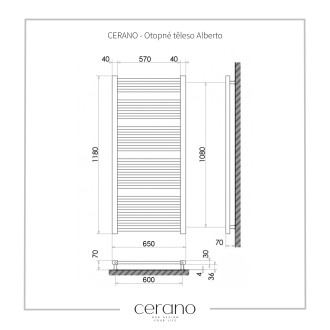 CERANO Otopné těleso Alberto- kombinované 716W černá matná 1180x650 mm LIV-WR-25-65