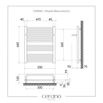CERANO Otopné těleso Antonio kombinované 351W černá matná 660x550 mm LIV-WD-14-55