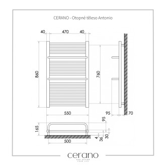 CERANO Otopné těleso Antonio kombinované 484W černá matná 860x550 mm LIV-WD-19-55