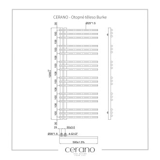 CERANO Otopné těleso Burke D5 562W černá matná 1200x500 mm CER-429634