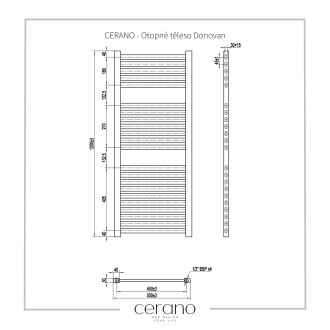 CERANO Otopné těleso Donovan kombinovaný 369W černá matná 1200x500 mm CER-429592