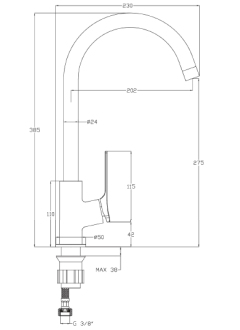 Invena NERI BZ-01-004-L Dřezová baterie, černá