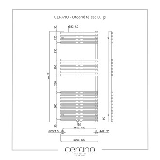 CERANO Otopné těleso Luigi kombinovaný D5 545W černá matná 1200x500 mm CER-429694