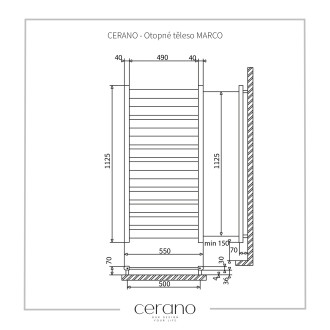CERANO Otopné těleso Marco kombinované 816W černá matná 1125x550 mm LIV-WP-10-55