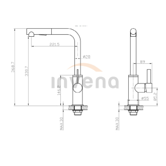 Invena PRETO BZ-48-W04-L Dřezová baterie, černá