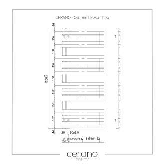 CERANO Otopné těleso Theo D5 650W černá matná 1200x500 mm CER-429652