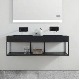 CERANO Podpěrná konzole pod dvojumyvadlo Geminia černá matná 133x33x45 cm CER-WA08-SH