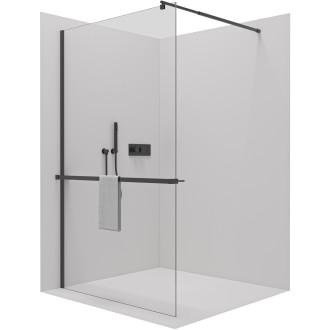 CERANO Polička/držák na ručníky pro sprchovou zástěnu 30 až 160 cm černá matná CER-440144