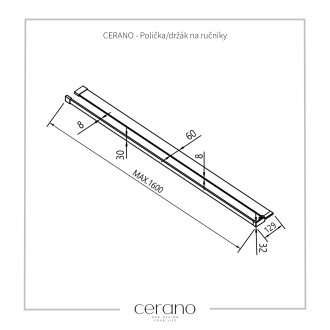 CERANO Polička/držák na ručníky pro sprchovou zástěnu 30 až 160 cm černá matná CER-440144