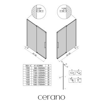 CERANO Rozšiřující profil pro sprchové dveře Lantono L/P - chrom CER-543931