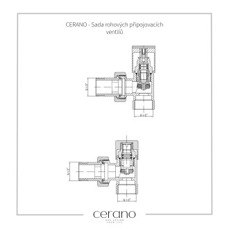 CERANO Sada rohových připojovacích ventilů přívod, zpátečka chrom CER-K1561