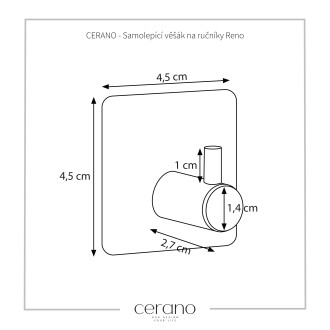CERANO - Samolepící věšák na ručníky Reno - chrom
