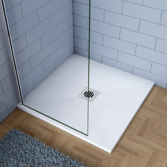 CERANO Sprchová vanička čtvercová Luno sifon+nerezový kryt bílá matná 80x80 cm CER-FGR88-W