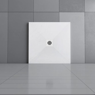 CERANO Sprchová vanička čtvercová Luno sifon+nerezový kryt bílá matná 80x80 cm CER-FGR88-W