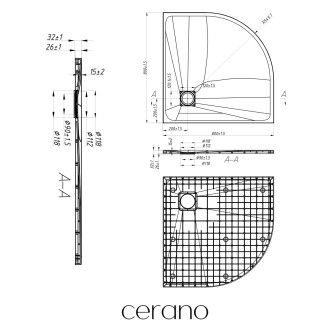 CERANO Sprchová vanička čtvrtkruhová Quarto bílá matná 80x80 cm CER-414755