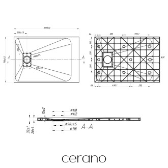 CERANO Sprchová vanička obdélníková Gusto černá matná 100x70 cm CER-414596