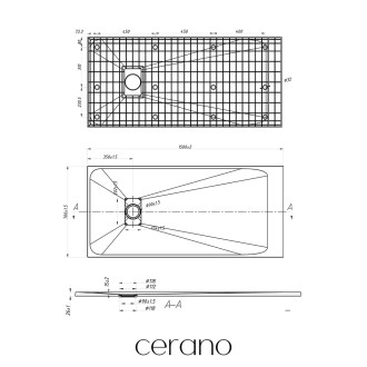 CERANO Sprchová vanička obdélníková Gusto černá matná 150x70 cm CER-414617