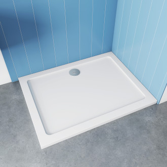 CERANO - Sprchová vanička z litého mramoru obdélníková Piato - bílá matná - 110x90 cm