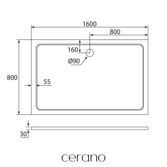 CERANO Sprchová vanička z litého mramoru obdélníková Piato bílá matná 160x80cm CER-GSR8016