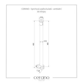 CERANO - Sprchová vzpěra kulatá - vertikální do stropu - 40 cm - zlatá