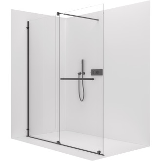 CERANO Sprchová zástěna Medin L/P černá mat, transparent sklo 140x195 dvoudílná pevná