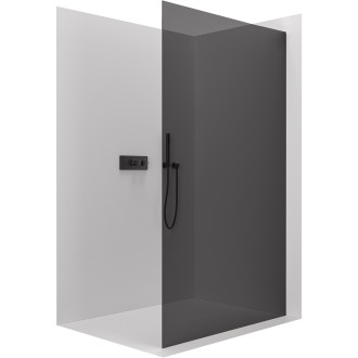 CERANO - Sprchová zástěna Walk-in Crystal L/P - 10 mm - bezvzpěrový systém - černá matná, grafitové sklo - 150x200 cm