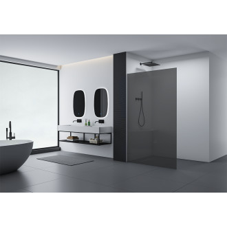 CERANO - Sprchová zástěna Walk-in Crystal L/P - 10 mm - bezvzpěrový systém - černá matná, grafitové sklo - 150x200 cm