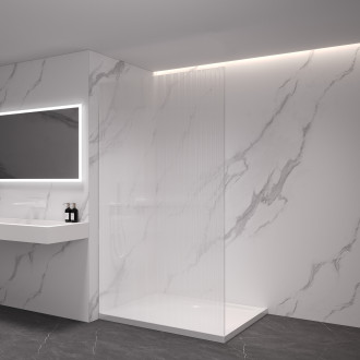 CERANO Sprchová zástěna Walk-in Crystal L/P bílá matná, rýhované sklo 150x200