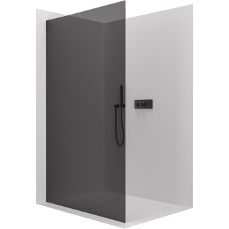 CERANO - Sprchová zástěna Walk-in Crystal L/P - bezvzpěrový systém - černá matná, grafitové sklo - 70x200 cm
