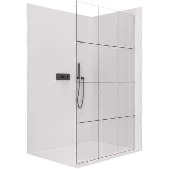 CERANO Sprchová zástěna Walk-in Crystal L/P 8mm černá mat/industriální sklo 130x200
